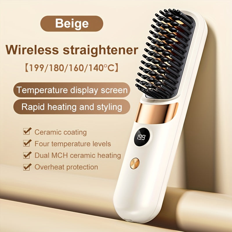 NEW Portable And Wireless Straightener, Quick, Constant Temperature Anti-Scald Design, Smart LED Digital Display, USB Charging, Exquisite And Lightweight, Suitable for Home Travel, an Ideal Gift for Women, Professional Stylin