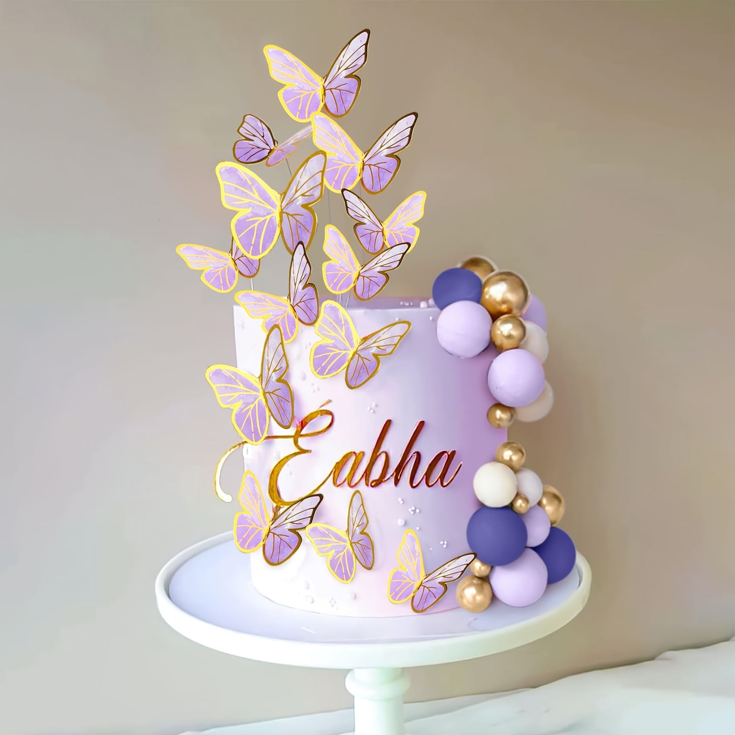 31pcs Purple Butterfly Cake Decorations with Golden Glitter Accents - Elegant Birthday Party Supplies for Baby Showers, Bridal Showers, Ladies' Theme Celebrations, Butterfly Cake Decorations, Celebration Dessert Decor, Prince
