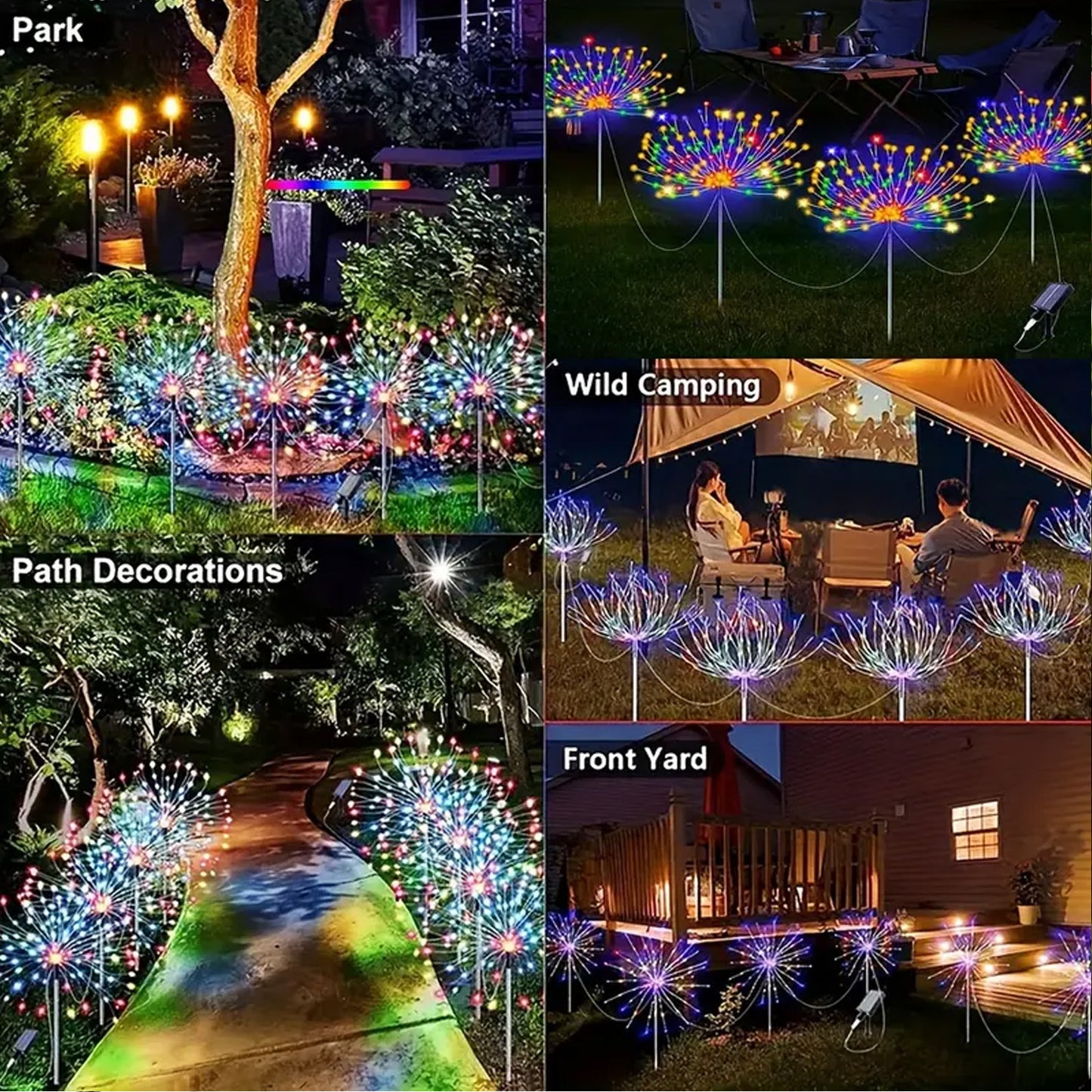 4 Pack Solar Firework Lights, Solar Garden Lights, 320/240 LED 8 Modes IP 65 Copper Wires String DIY Landscape Light for Outside, Wedding, Party, Patio Home Lawn Christmas Decorative, Christmas lights-Outdoor Lighting