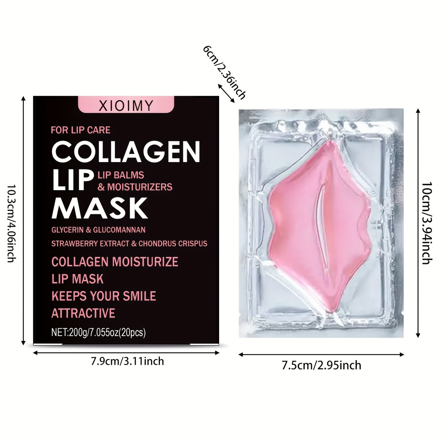 40 PCS Set of Collagen Pink Lip Mask, Providing Long-lasting Nourishment, Moisturization, Overnight Lip Mask, Individually Wrapped Lip Patch, Brightening Lip Skin, Making Lip Skin Brighter and More Delicate, Suitable for All