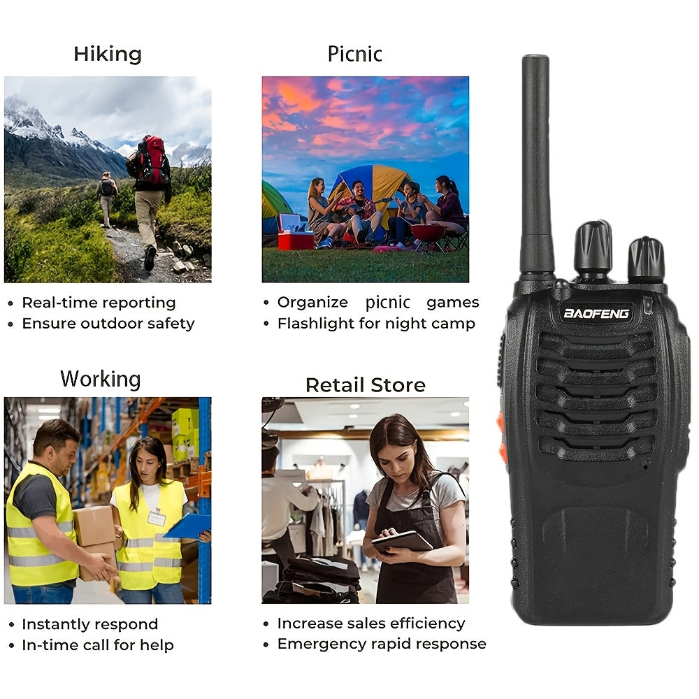 2pcs Set Handheld Two-Way Radio for Adults, with LED Indicators And Integrated Antenna, Ideal for Hiking, Biking, And Climbing