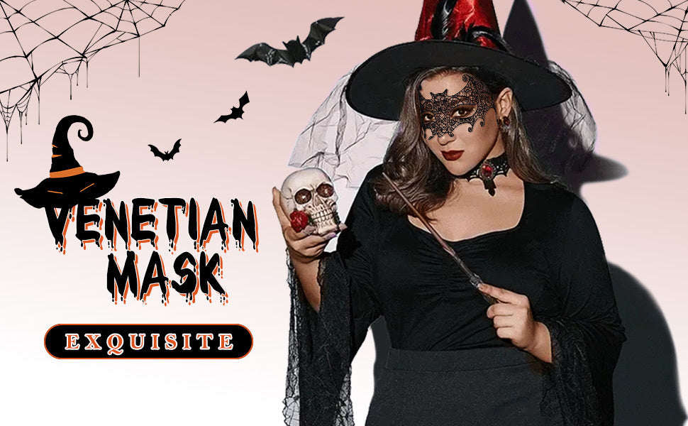 Big Bat Venetian Mask Halloween Sacred Events Lace Masks Black Masquerade Ball Venetian Eye Mask Cosplay Costume Jewelry for Women, Perfect for Room Decor Suitable for Men and Women.