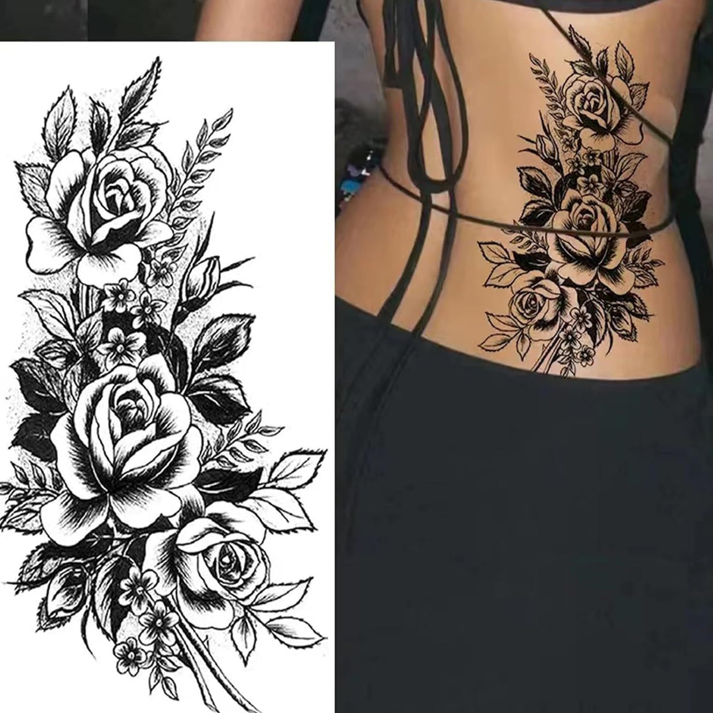 8 PCS Set Flower Tattoos for Women, Temporary Sexy Tattoos, Realistic 3D Sketch Henna Tattoo Kit Sleeves for Women, Makeup Designs Chest Abdomen Back Tattoos