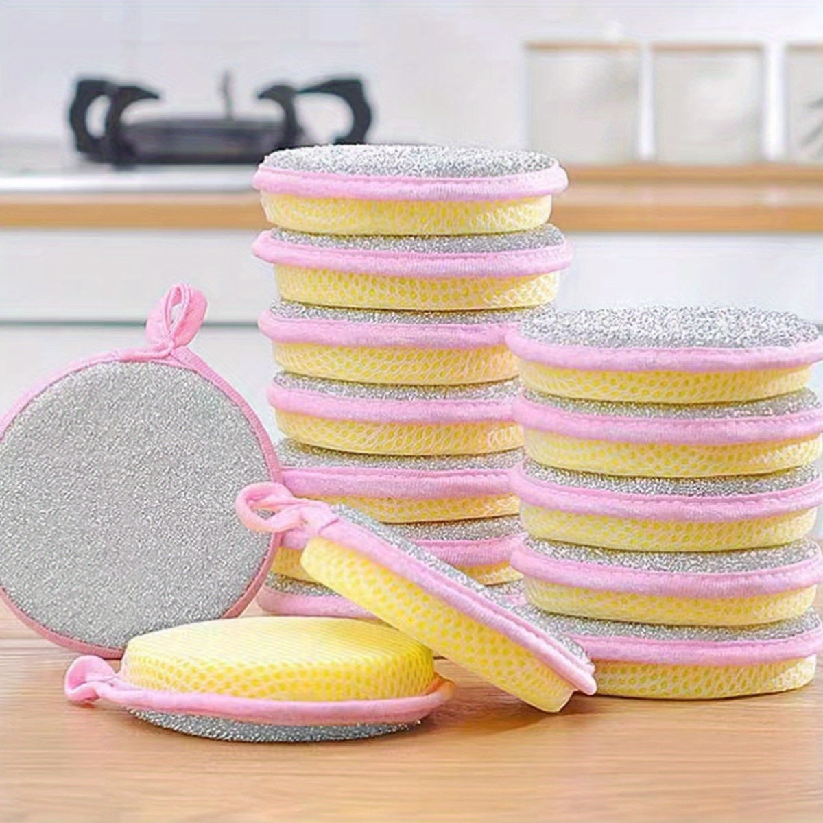 12 PCS Set Double-Sided Magic Dishwashing Sponge Brush - Pot And Dish Cleaner with Stain Eliminating Power - Durable, Absorbent Kitchen Cleaning Towel for Grease-Free Foaming Surfaces