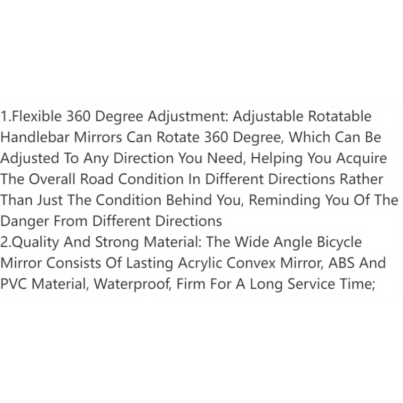 2-Pack Bike Mirrors, Acrylic Convex Oval Rearview for Cycling, 360° Rotatable Shockproof Handlebar Mount Mirrors for Mountain & Road Bikes, Adjustable Fit