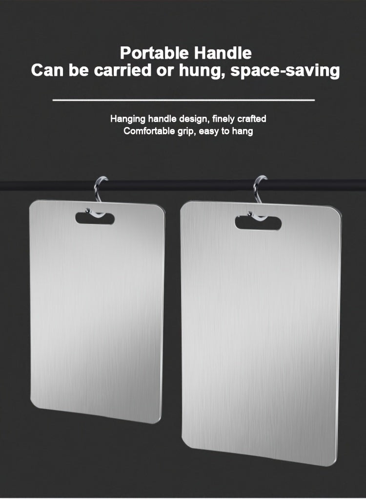 3 PCS Set High-Quality Stainless Steel Cutting Board | Double-Sided, Food-Safe, Stylish Trim, Perfect for Home Kitchen & Commercial Catering, Polished Surface End
