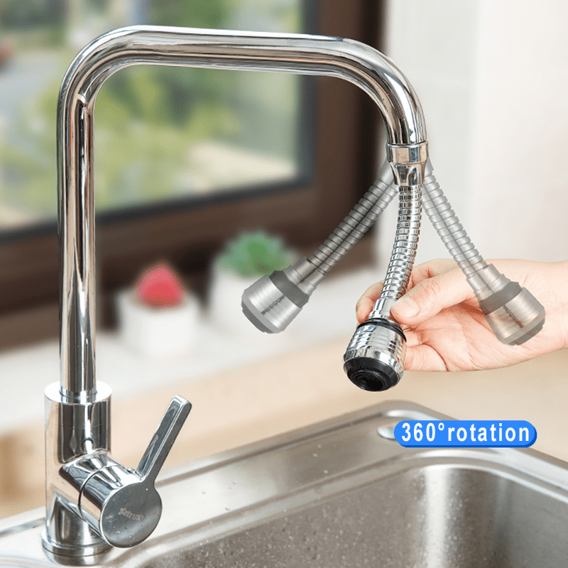 2PCS Set 360° Swivel Faucet Extender with Dual Spray Mode ( Jet & Spray) - Splash-Resistant Anti-Splash Design, Tool-Free Installation, Heavy-Duty ABS Elbow Suitable for Bathroom Sink, Kitchen Faucet - Compatible with Most F