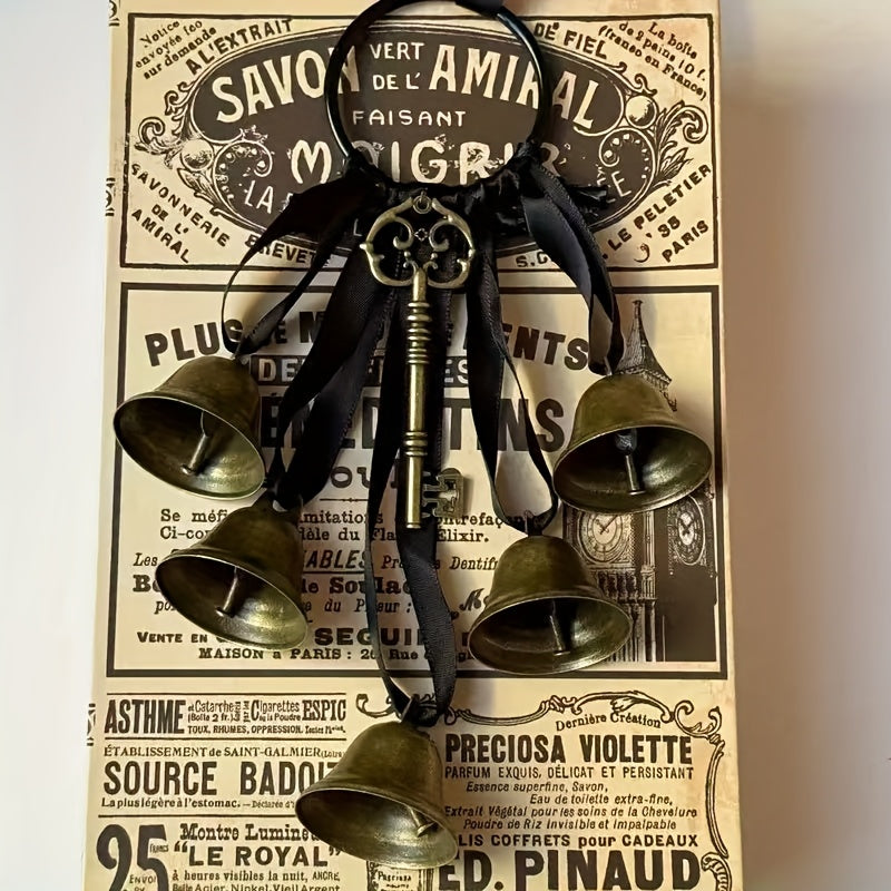 Bohemian Witch Bell Home Protection - Metal Wall Hanging with Ribbon, Attracts Positive Energy, Repels Negative Energy, Perfect Witchcraft Gift, Suitable for Room Decor