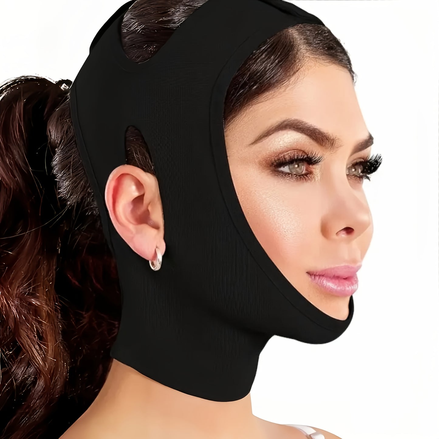 V-Line Face Shaper & Facial Strap with Chin Lift - For Night Sleepwear Low-Allergy Breathable Compression Band, Invisible Stitches for Jawline, Chin & V-Line Contouring - Comfortable for Skin (Unscented)