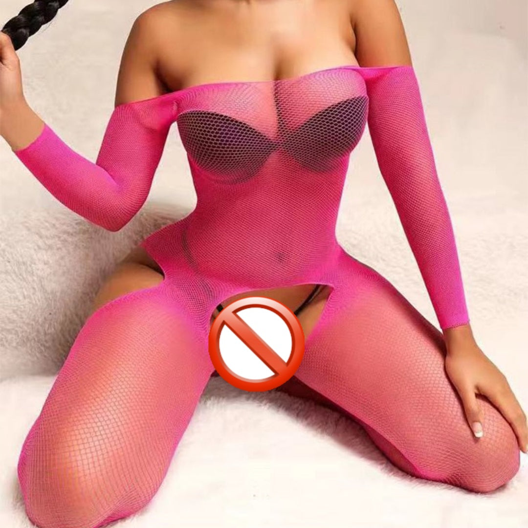 Female Crotchless Sexy Lingerie Fishing Net Women's Pantyhose Hollow Mesh See-Through Tights Fishnet Stocking Erotic Costumes