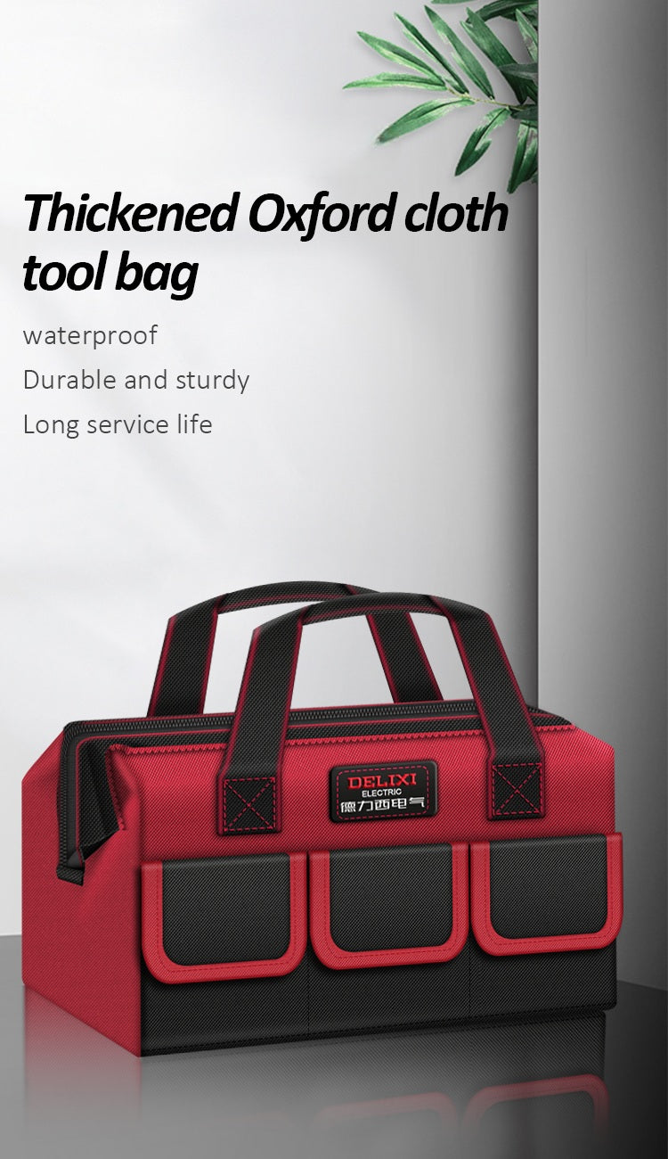 Wide Mouth Tool Bag,1680D Oxford Cloth Tool Storage Bag With Waterproof, Multiple Pockets
