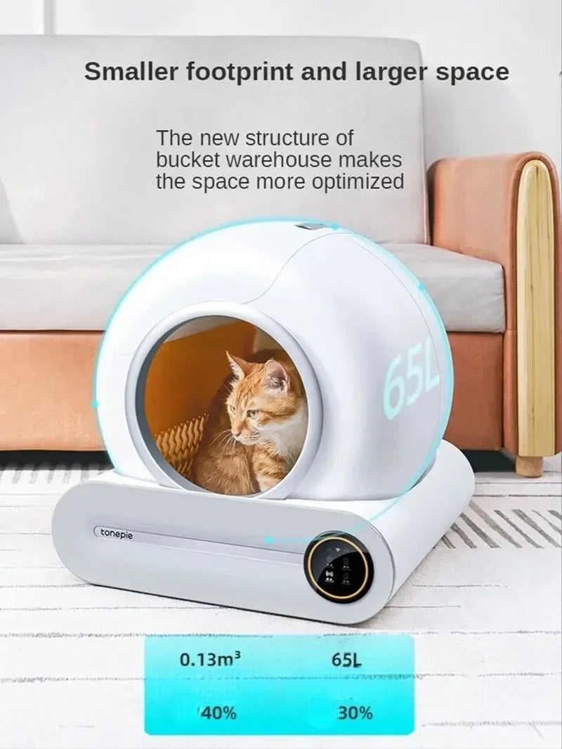English Version Tonepie 65L Automatic Smart Cat Litter Box Self Cleaning Fully Enclosed Cat Litter Box Pet Toilet Litter Tray