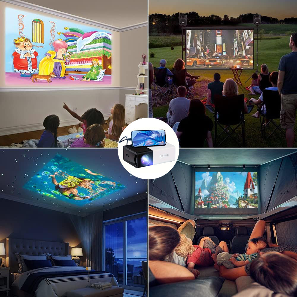 Portable Home Cinema Projector, Mini Projector Portable, Easy Setup for Indoor Office Events and Parties, Christmas Gift, Children's Gift, Birthday Gift, Compatible With USB/SD/AV/HD And Other Devices