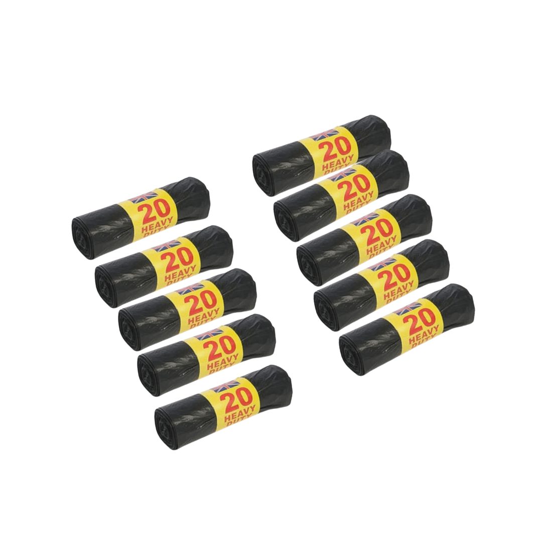 200 PCS Set Black Bin Liners Refuse Sacks 75L Heavy Duty Black Bin Bags 10 Rolls, Disposable Kitchen Refuse Liners, Strong and Large 70x72cm Trash Bags, Dustbin Bags, Leakproof Waste Bags, Rubbish Bin Garbage Bin Sacks, 200 L
