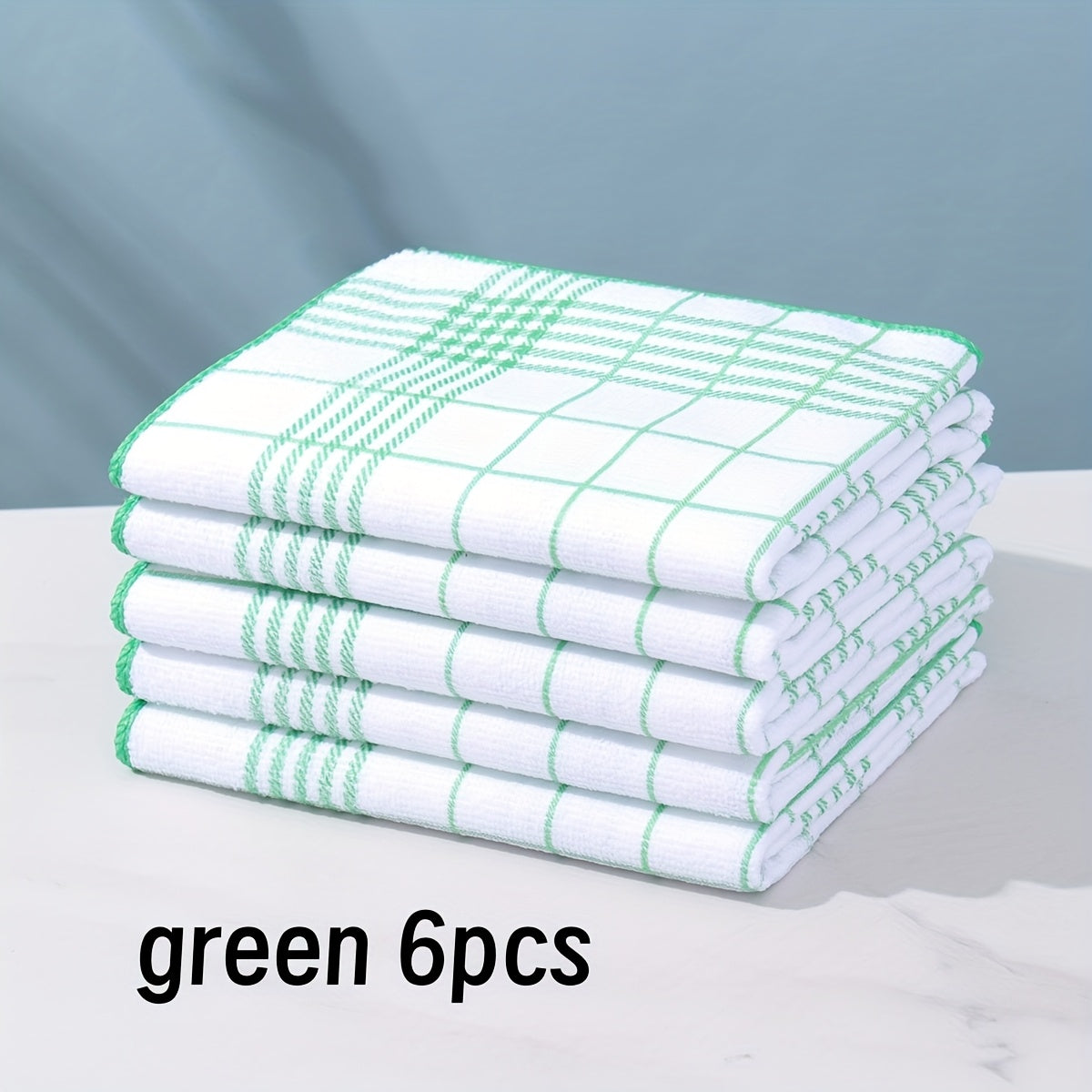 NEW 6pcs Large 40x60cm Absorbent & Fluff-Free Dish Cloths | Quick-Dry, Soft & Durable Kitchen Towels for Daily Cleaning, Coffee Machines, Bar Countertops - 4 Colors (Black, Blue, Green, Red, Mixed) - Ideal for Home & Restaura
