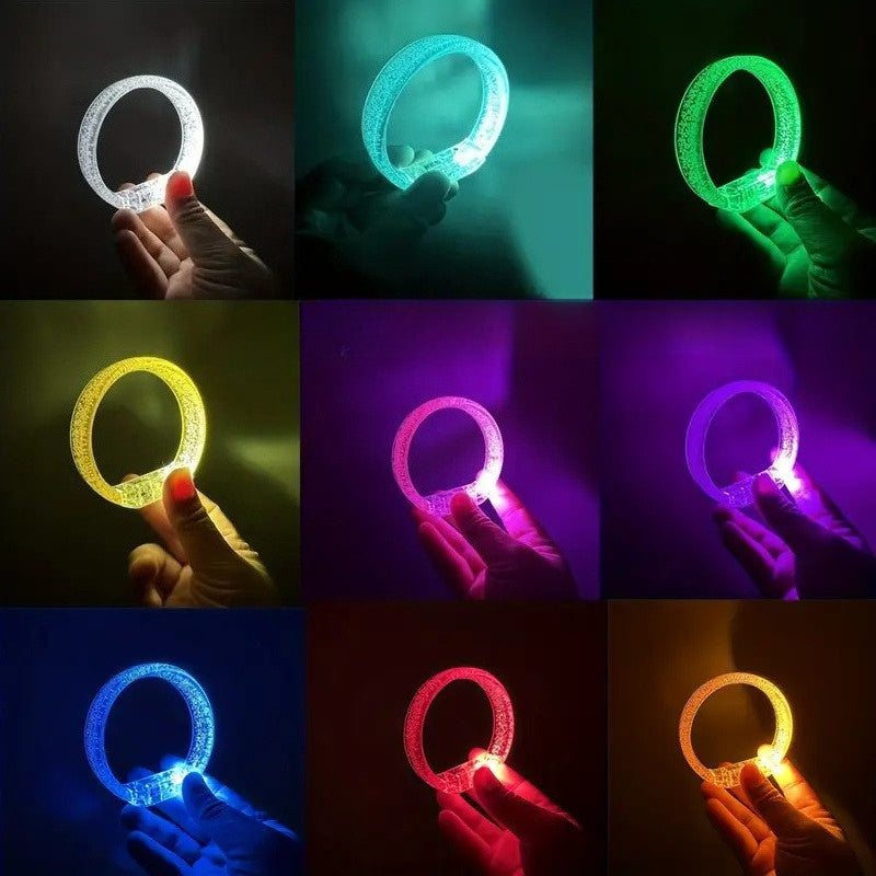 8pcs LED Glow-in-the-Dark Bracelets - /Blacklight Activated Neon Party Chains, Multi-Color LED Light Up Bracelets with Button Batteries Included - Glow Under UV Light for Concerts, Clubs, Birthdays, Carnivals - Perfect for Gr