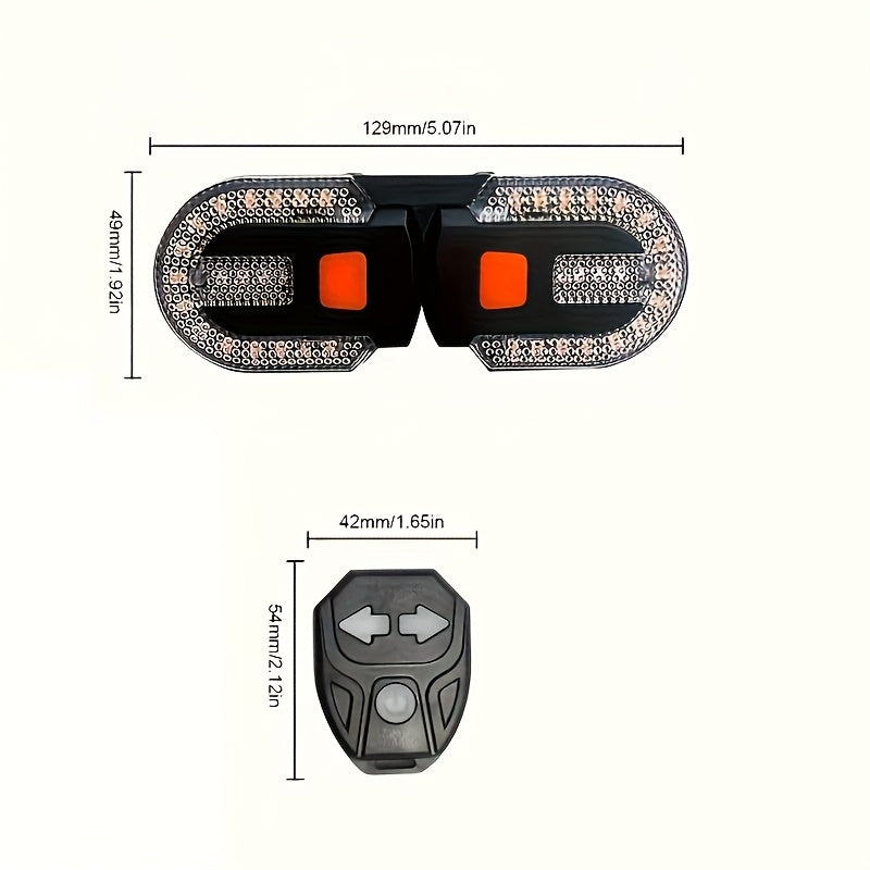 Bicycle Turn Signal, Bright Bicycle Tail Light, Wireless Remote Control Bicycle Tail Light, USB Rechargeable LED Mountain Bike Flashlight, Suitable for Bicycles and Scooters, Scooter Indicator Light, Road Visibility Aid, USB