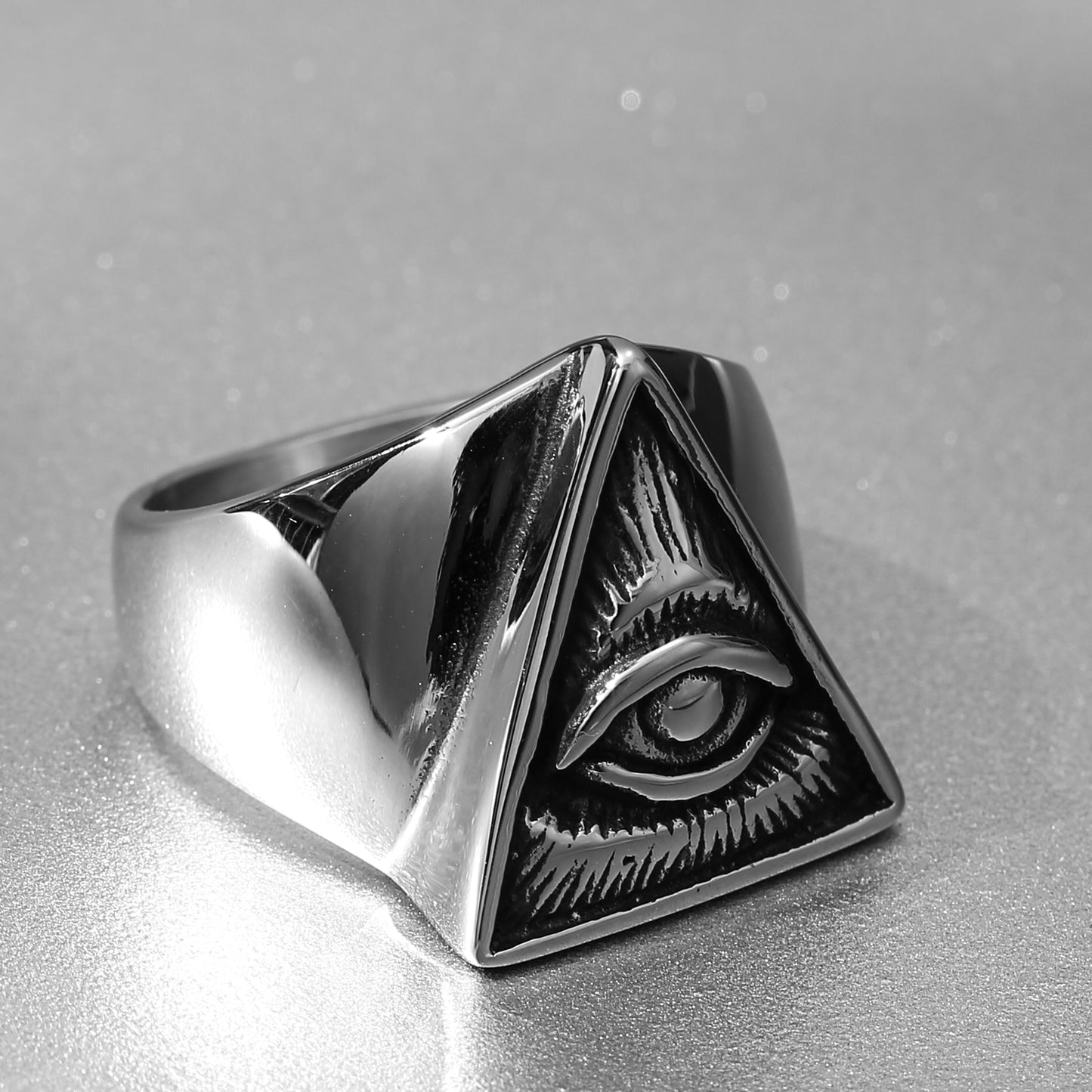 Illuminati Secret Society Women's Men's Ring, Vintage All-Seeing Eye Triangle , Cyberpunk Style, Suitable for Group Ceremonies Gathering Parties, Jewelry Accessories