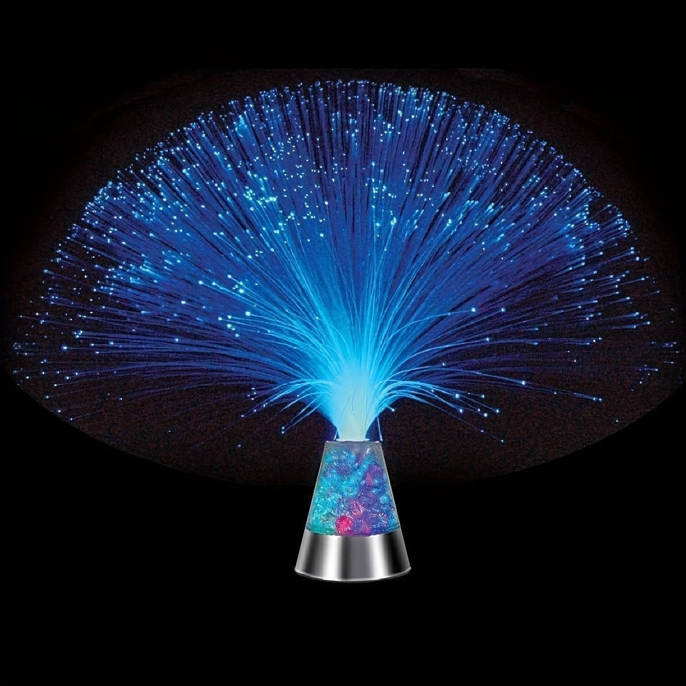 Fiber Optic Lamp - LED Color Changing with Cone-Diamond Base - Battery Powered Calming Mood Bedroom Romantic Night Light Home Lighting Accessories