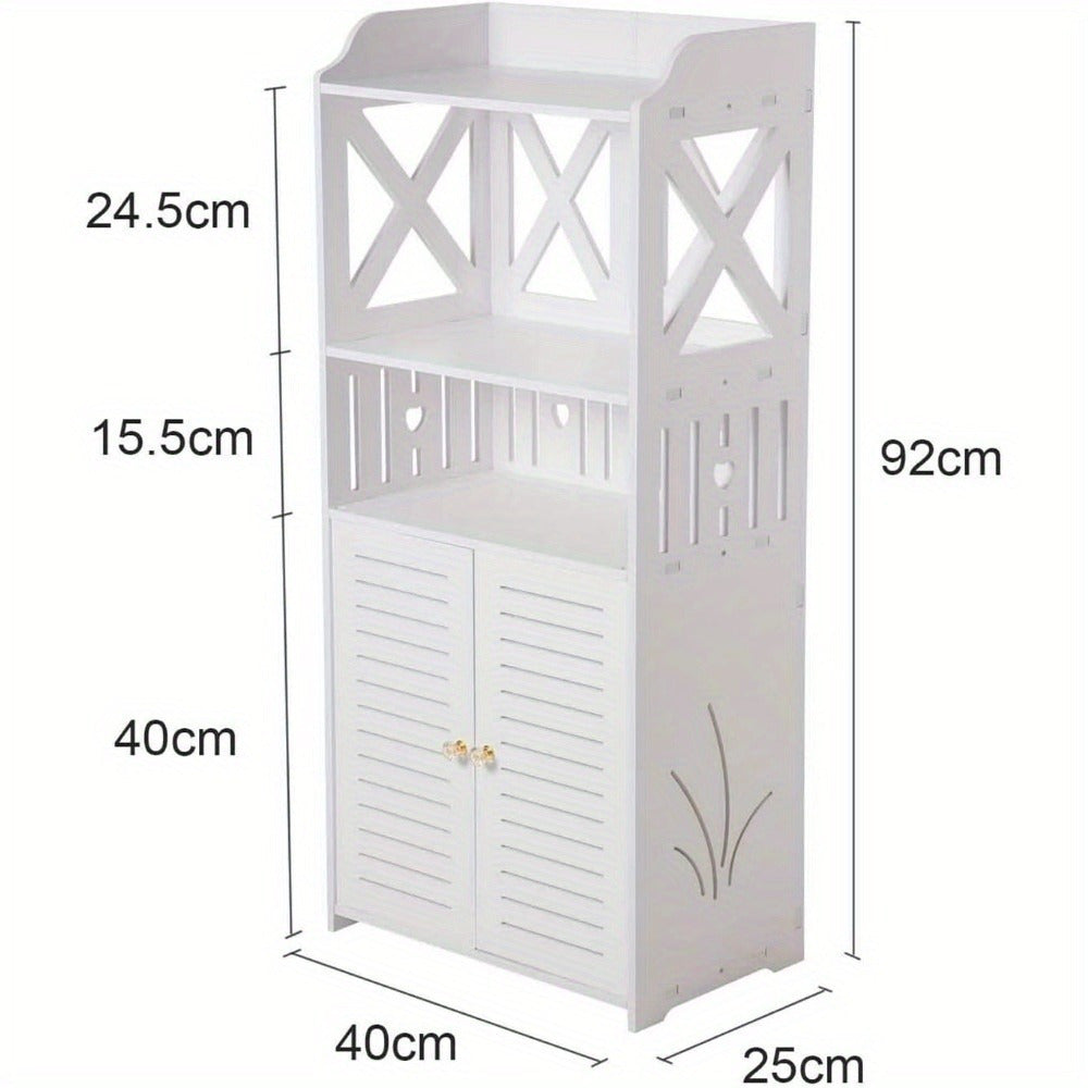 3 Tier Bathroom Storage Cabinet Floor Standing Display Cabinet Home Storage Furniture Organizer Unit for Office Living Room Kitchen Entryway White (3 Tier)