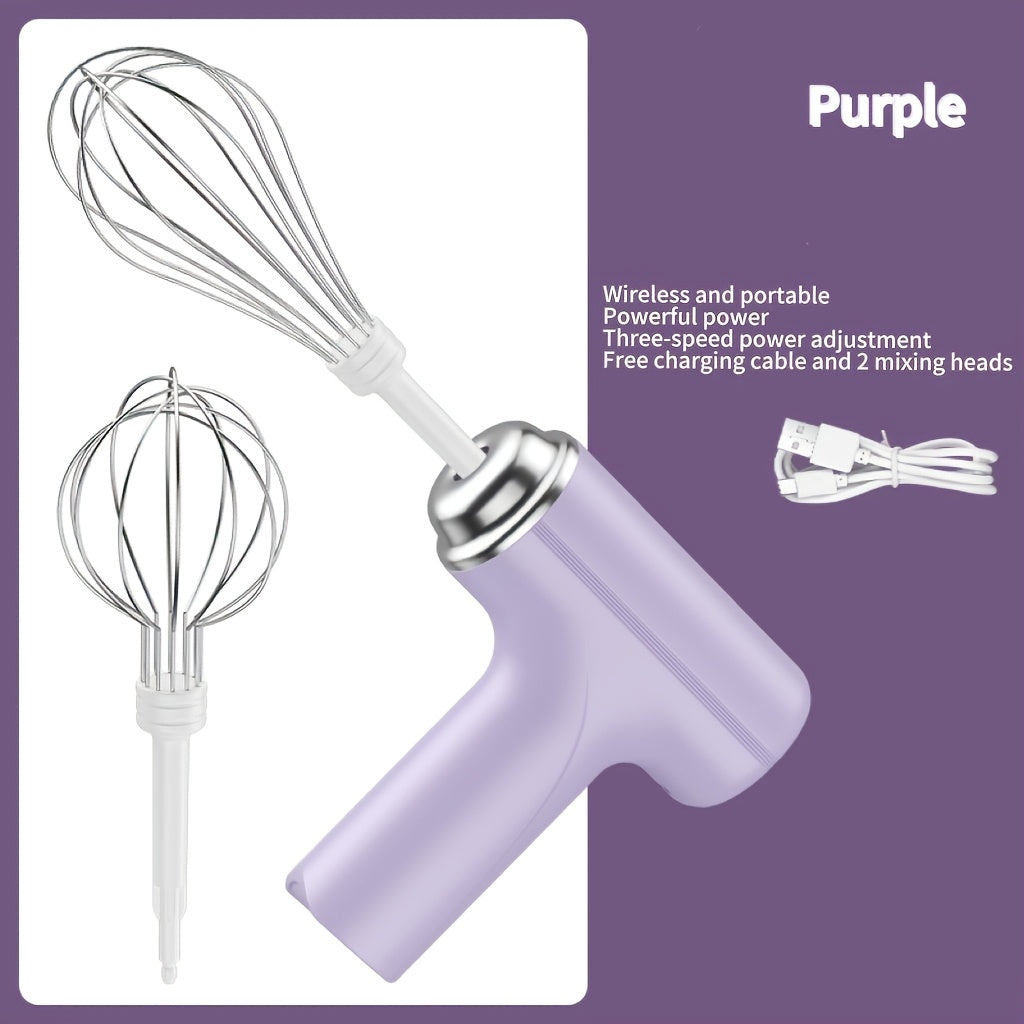 Handheld Electric Eggbeater & Whisk - USB Rechargeable, Wireless Portable, Lightweight, Easy-to-Use Hand Mixer for Baking Cakes, Cookies, Muffins - Ideal for Home Bakers & Professionals