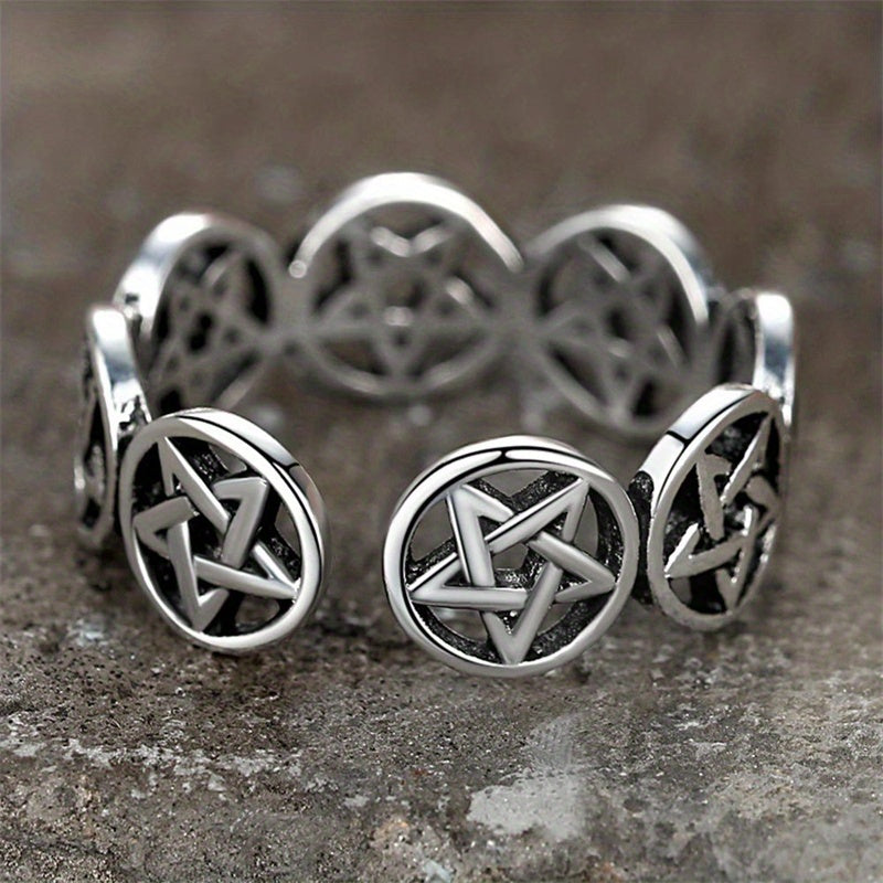 Freemasons Secret Society Creative Pentagram Open Ring