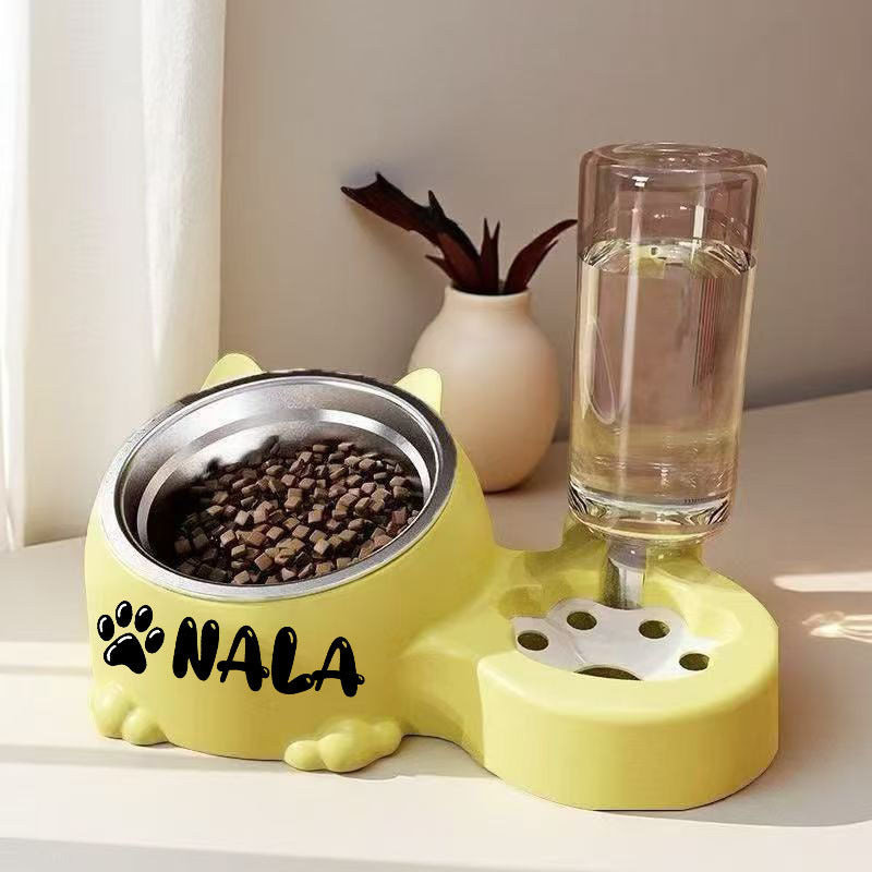 Automatic Smart Pet Feeder and Water Dispenser with Custom Name/Meal Times - Gravity-Fed System, Spill-Proof Design, Easy-Clean Durable Plastic Construction - for Cats, Small Dogs - Auto Food & Water Dispenser with Timer, Ide
