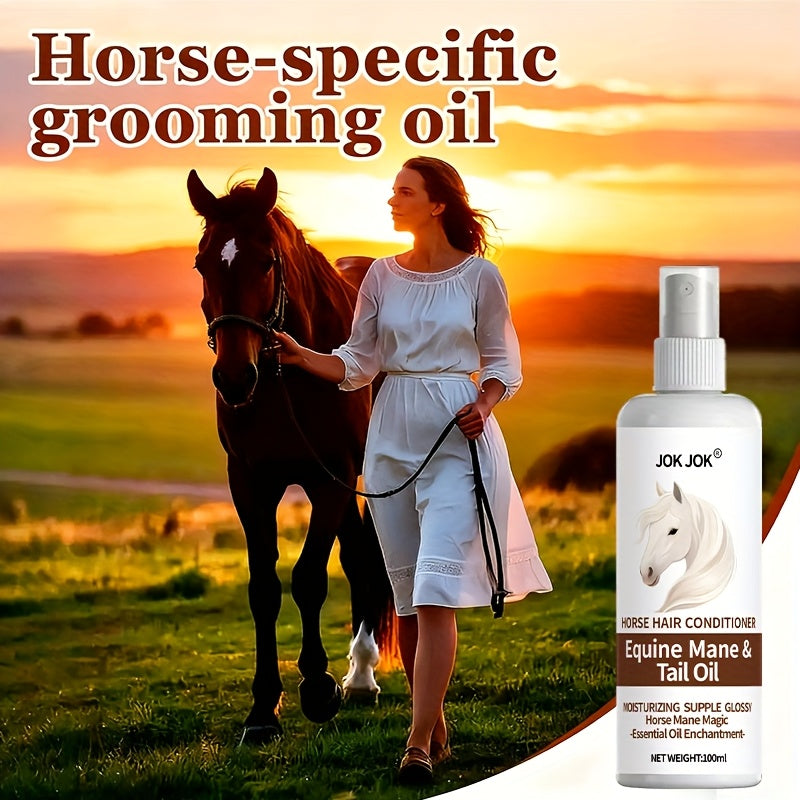 Equine Grooming Oil - Instant Knot Release & -Smooth Mane Conditioner, Plant-Based Horse Hair Oil for All Breeds & Foals, Shine & Detangling Spray for Braids, Buns, Show & Everyday Care