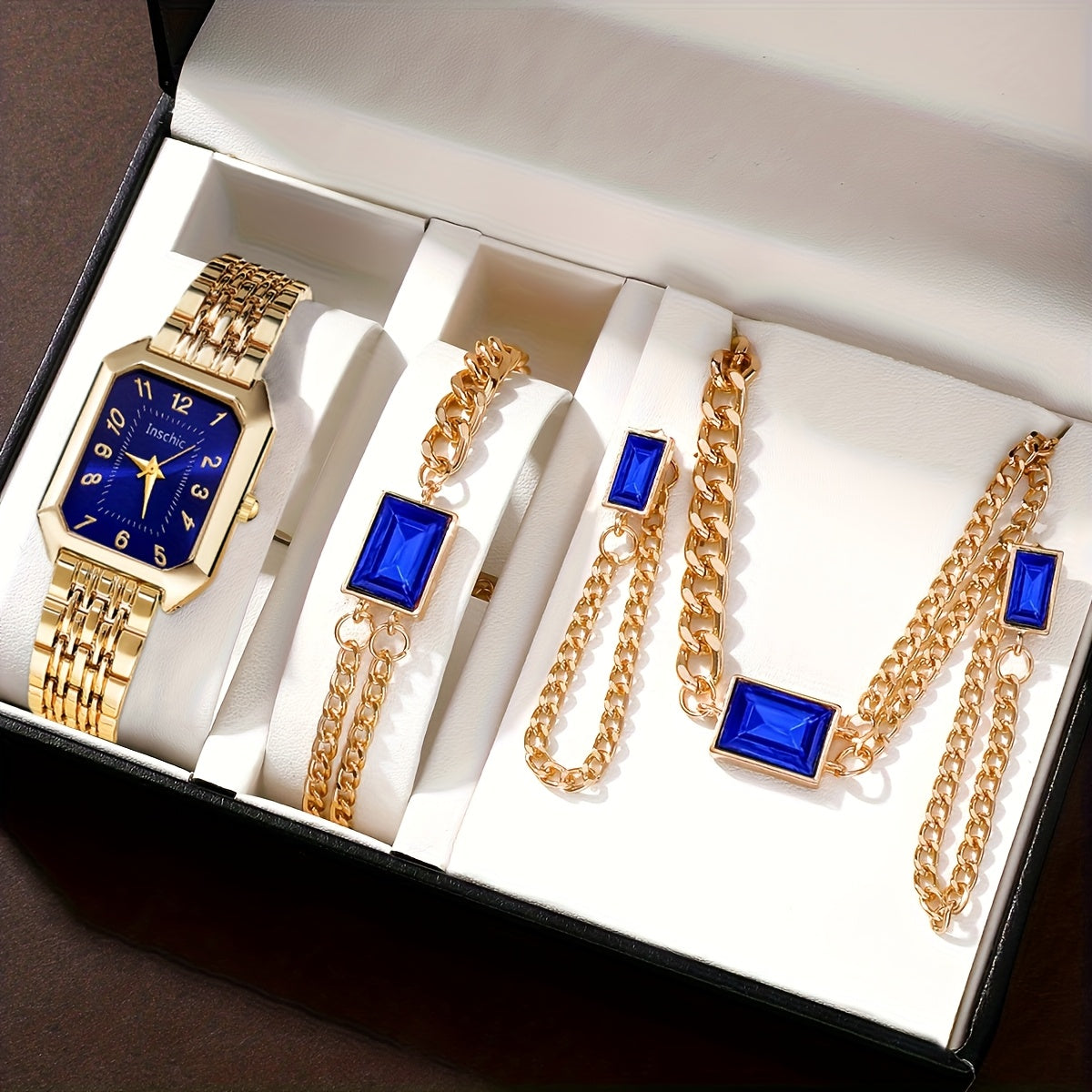 5pcs Set 4 Colors Women' Gorgeous And Fashionable Quartz Watch+ Jewelry Set Valentine's Day, Easter, Ramadan, Wedding, Birthday Party, Christmas Horror, Halloween, Give Friends Gifts Eid Al Adhan