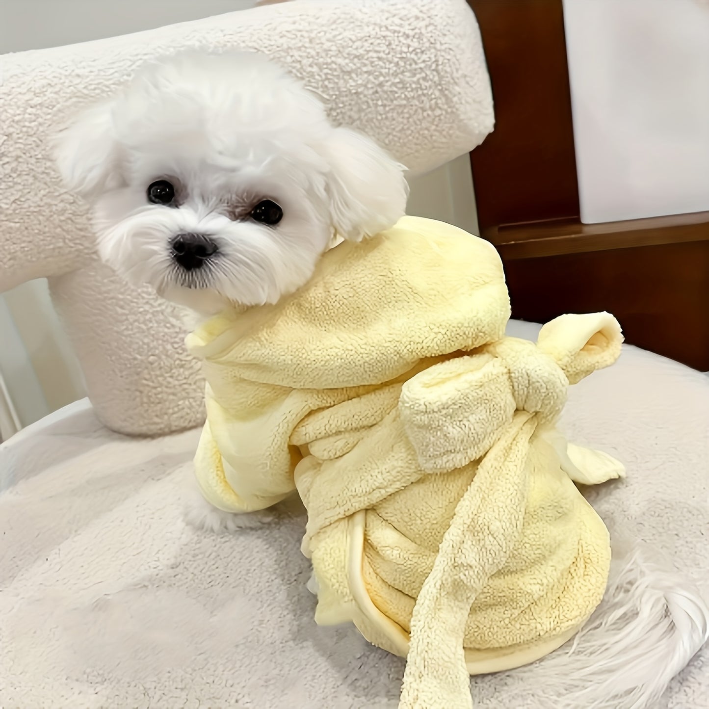 7 Colors Ultra-Soft Quick-Dry Pet Bathrobe for Small & Medium Dogs & Cats - All-Season Lightweight Design with Safety Closure, Easy-Button Entryway, Machine Washable, Cozy Fleece-Lined for Warmth, Pet Wash-Robe, Cozy Fleece L