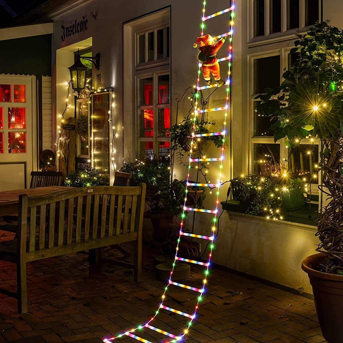 1 Set of New Waterproof LED Ladder Santa Claus Light String to Create a Christmas Atmosphere Christmas Decoration Light String USB Remote Control Decorative Light Rainbow LED Decorative Light 3m/1.7m Outdoor Courtyard Decorat