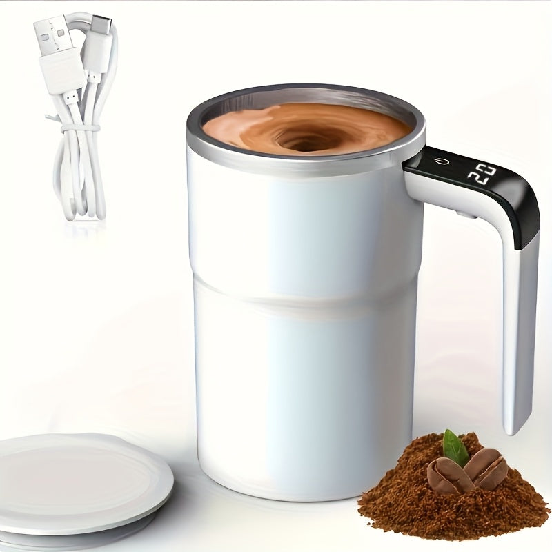 3 Colors Electric USB Charging Automatic Stirring Cup, a Self-Stirring Coffee Mug with Temperature Display Function, Travel Water Cup, Suitable for Mixing Milk, Chocolate, Mocha, Coffee, Milk, Chocolate And Mocha, Protein Pow