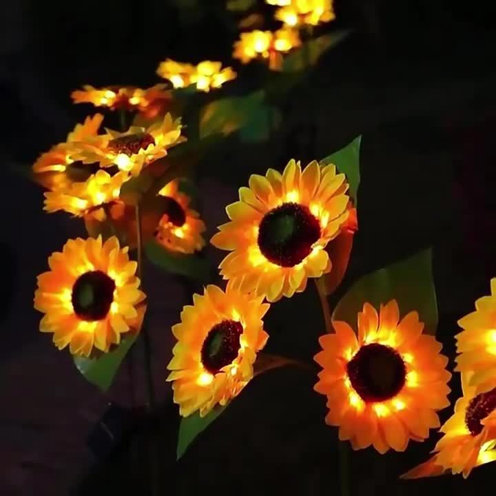 NEW Solar- LED Sunflower Outdoor - Realistic Flowering Garden Lamp with Motion, Solar Panel & Auto On/Off Timer - Durable Plastic Construction for Lawn, Balcony, Patio, Pathway - Landscape Lighting Decoration with Semi-Embedd