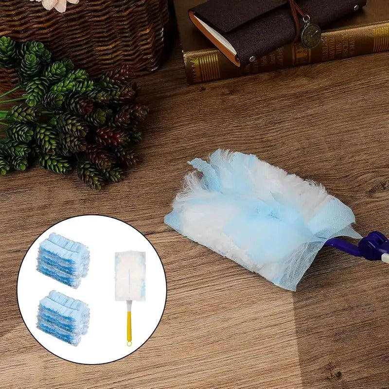 20 PCS Set + Handle Fluffy Dust Cleaner Replacement Heads with 1 Handle- Microfiber Replacement Heads for Lightning Dust Magnet, Suitable for Single and Repeated Use, Ideal for Living Room, Bedroom, Kitchen, and Furniture Cle