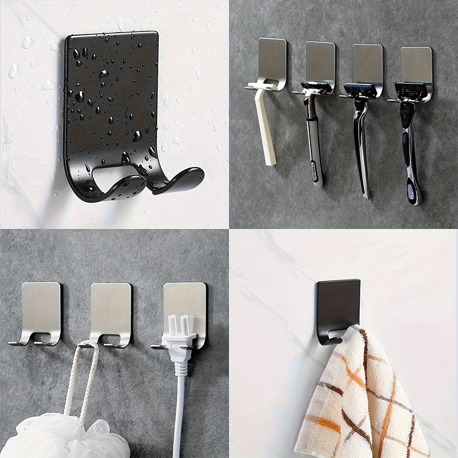 4 PCS Set Stainless Steel Holders for Shaving Blades That Can Be Mounted on The Wall Without Drilling. Perfect for Storing Men's Razors, These Modern Wall Mounts Are Designed for Bathroom Organization And Are Made from Durab