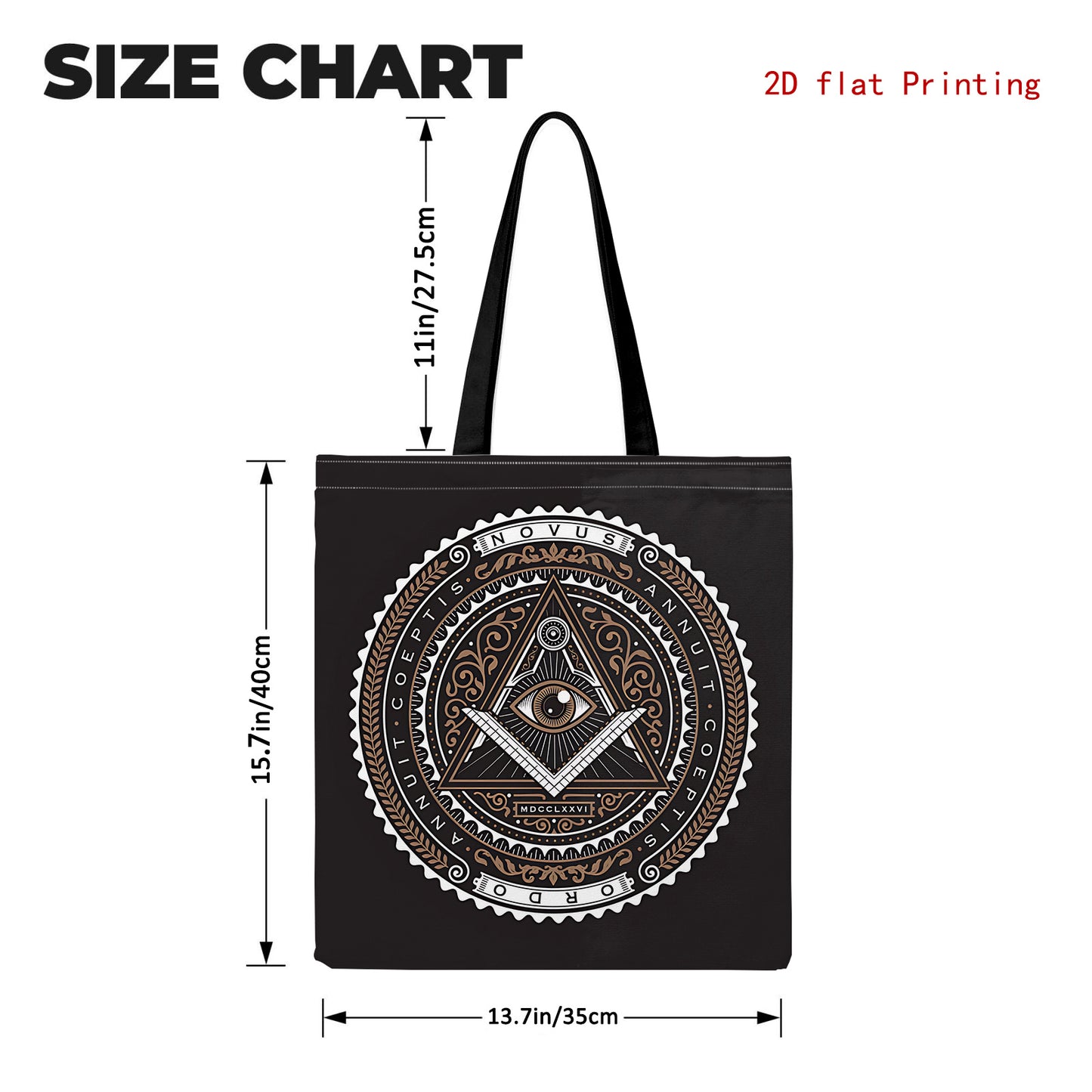 Secret Society 2D Printed Single-shoulder Bag with Illuminati Symbol and All-Seeing Eye Pattern, a Stylish and Minimalist Shopping Bag, Casual Handbag, Ladies' Tote Bag, Suitable for Daily Shopping and Holiday Event Gifts, fo