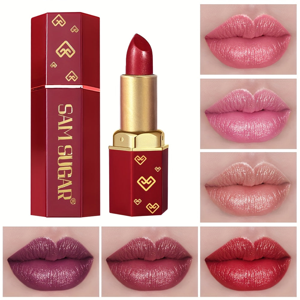 NEW 6Ps Mermaid Sparkle Velvet Lipstick - Shimmering Pearl Effect, Durable Shine & Glitter in Orange/Pink/Red - Ideal Gift Women Cosmetic Accessories