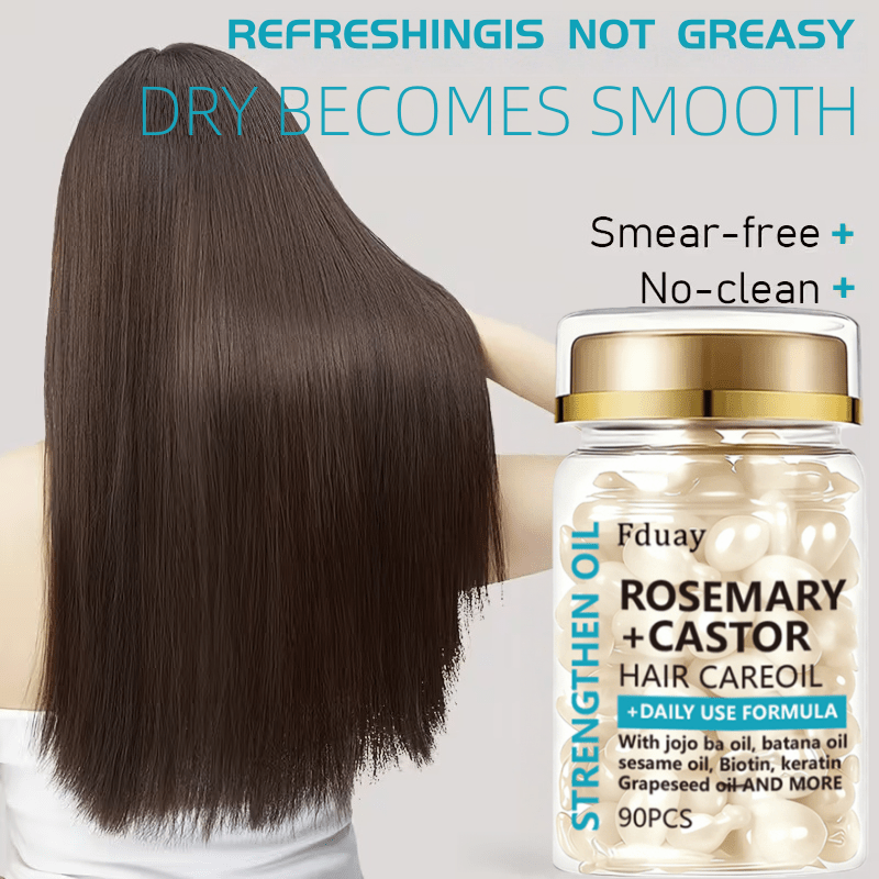 90-PCS Capsules Keratin Hair Mask, Rosemary Castor Oil Rice Water Shampoo, Conditioner | 200ml - Smooth, Shiny, Deep Cleansing, Frizz-Free, Fragrant, Soft Hair | Perfect for Dry Hair in Winter | Nourishing