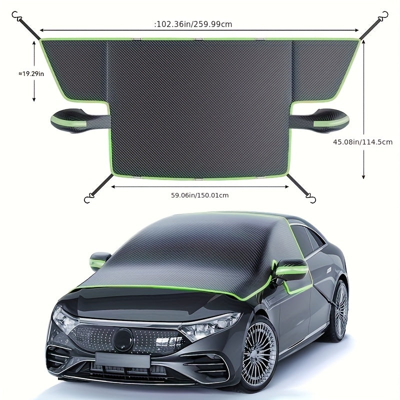 NEW Car Windshield Snow Cover, Suitable for All Vehicles - Durable Oxford Cloth Windshield Snow Shield, Thick Frost Cover with Magnetic Attachments, Magnetically Fixed, Resistant to Strong Winds, Suitable for All Seasons