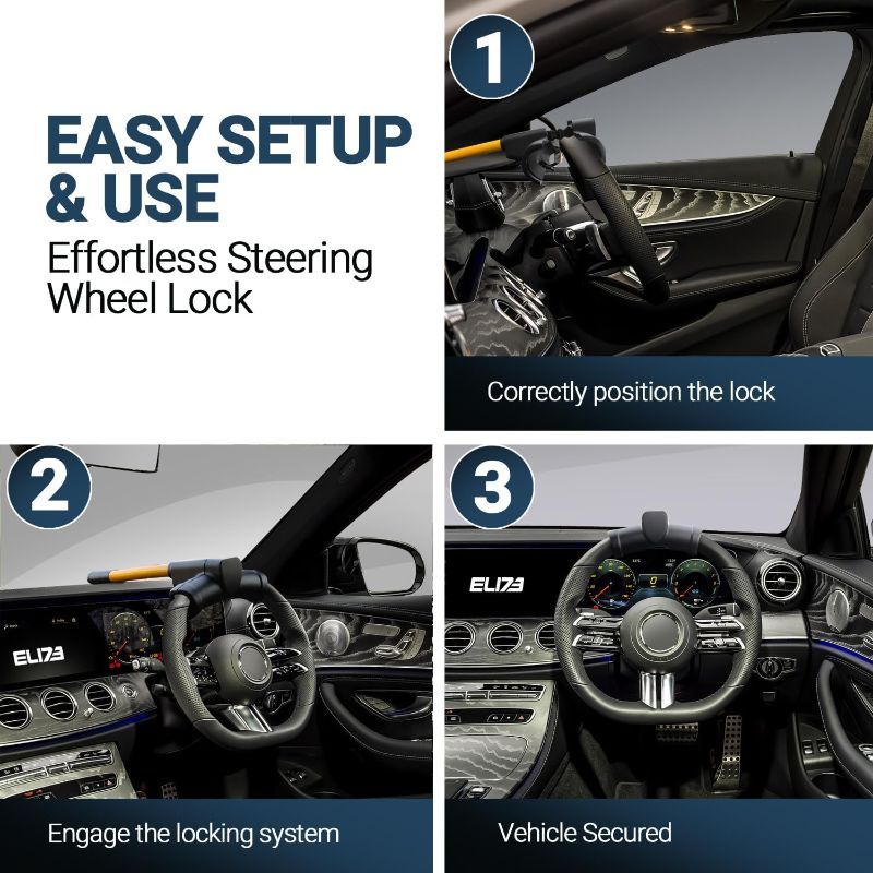 NEW Steering Wheel Lock for Cars And Vans-Car Lock Anti-Theft Device-High Visibility Immobilizer-Vehicle Security Lock-Auto/SUV/Van to Deter Thieves and Secure Your Vehicle