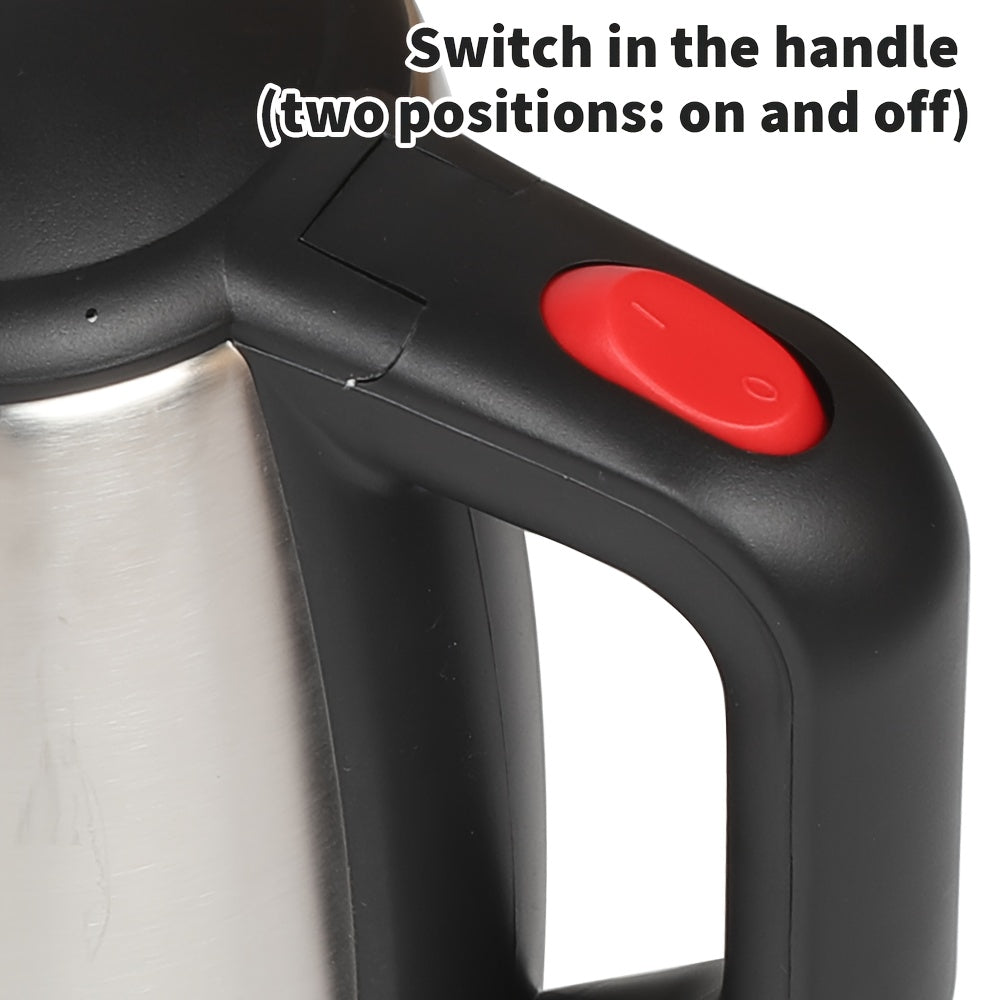 2L 1800W Stainless Steel Electric Kettle with Fast Boiling, Anti-Scald Protection & Ergonomic Handle - Portable Design for Home, Office, Camping, or Travel