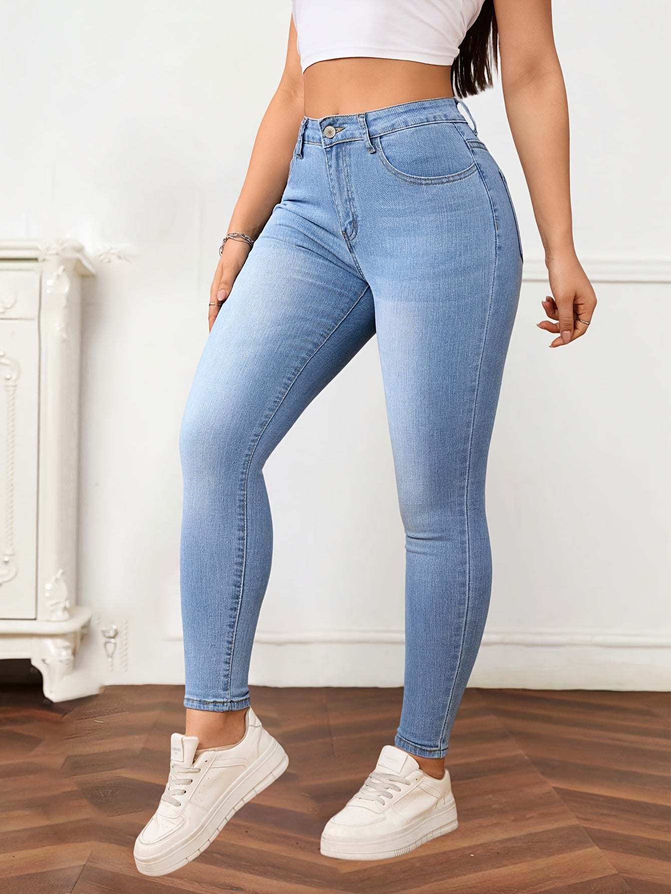 NEW UK Size Women Denim Blue Jean Pants Stylish Skinny Jeans with a Cat Whisker Design Girls Casual Streetwear Clothing