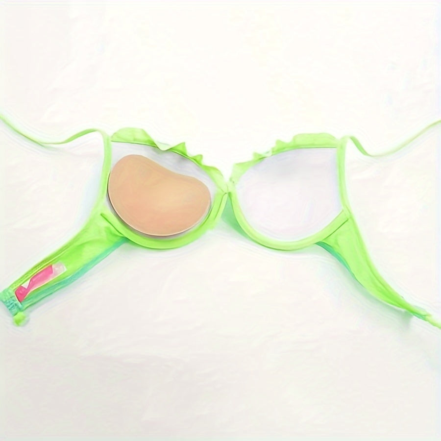 Women's Bikini Set with Push-Up Padded Bra and Thicker, Breathable Sponge Chest Pad - Green Lace-Up Swimsuit with Matching Bra, Sporty Swimwear| Lace Up Design| Breathable Fabric