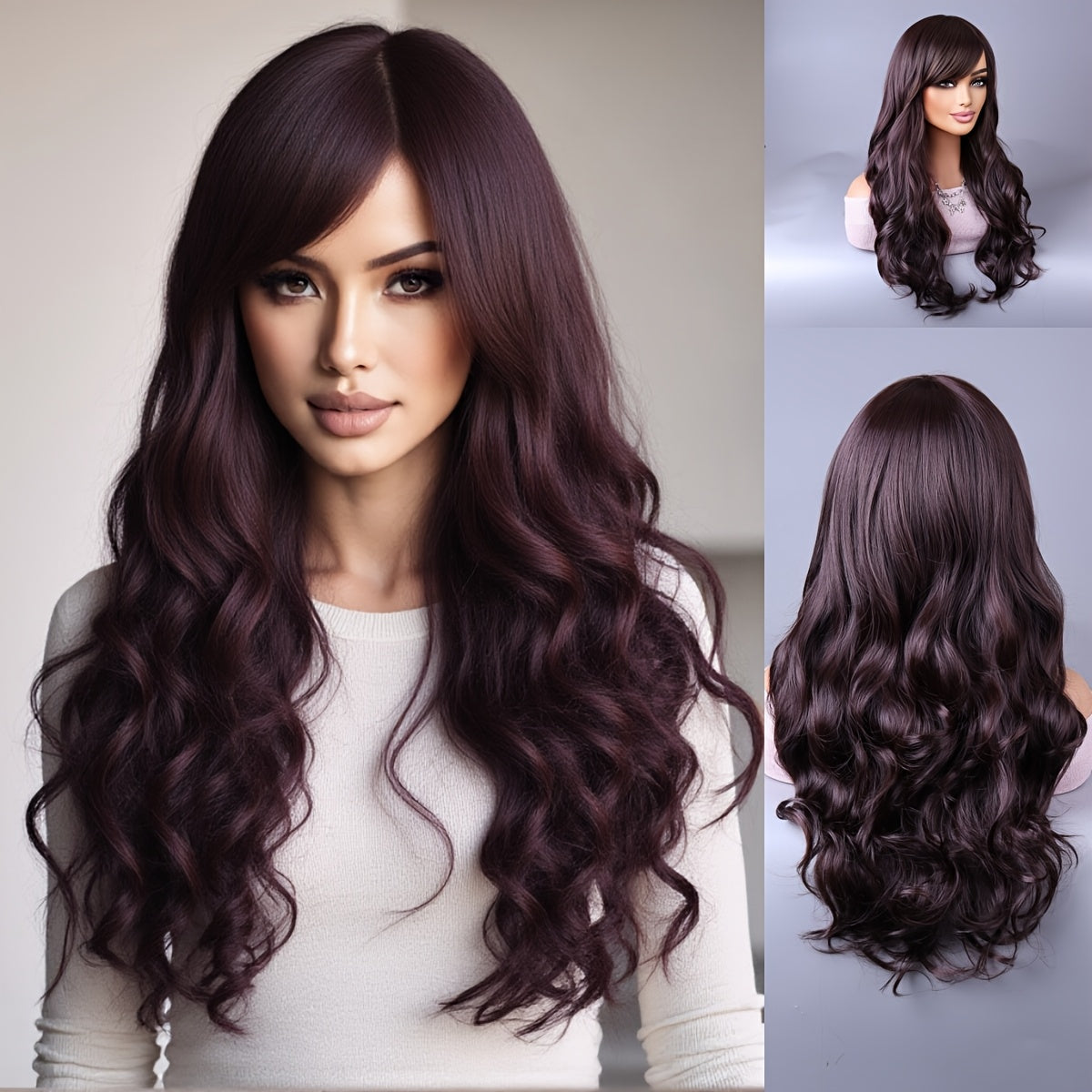 26-Inch Fluffy Wavy Hair with a Light Yellow Fringe, Suitable for Both Daily Commuting And Cosplay Styles Women Hair Care Supplies