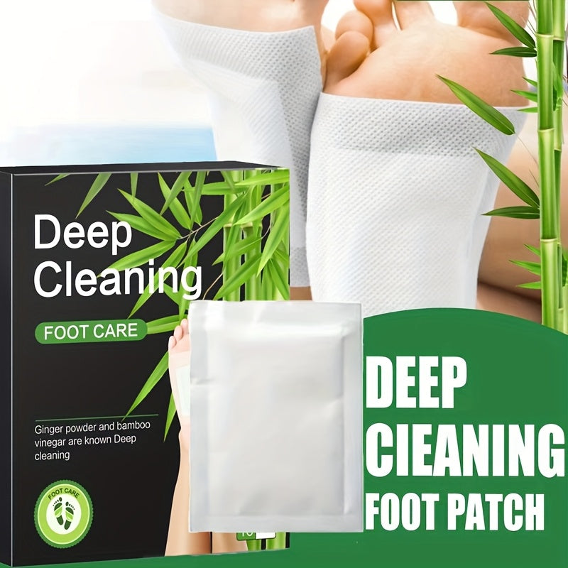 10 PCS Set Foot Patch - Natural Bamboo Vinegar & Ginger Powder, Cleansing Adhesive Pads for, Cracked Heels, Hypoallergenic. Free Gifts, Foot Care Patches, Sleek Packaging. Natural Ingredients
