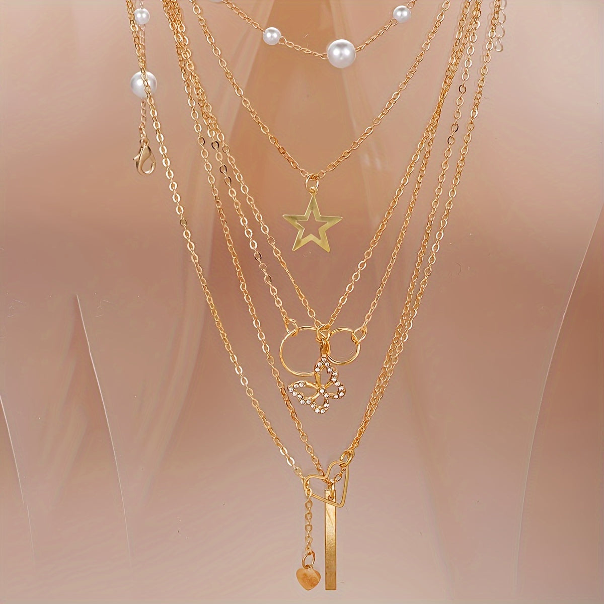 86 PCS Set Women's Jewelry Set | Retro Elegance with Imitation Pearl Flower, Geometric Line Rings, Large C-shaped Earrings, Butterfly, Five-pointed Star, Heart Circular Pendant Necklace - Perfect for Daily Outfits and Festiva