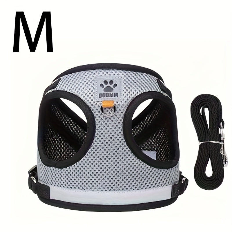 XS/S/M Size Cat and Dog Leash Set, Vest-Style Pet Harness with Anti-Escape Leash, Suitable for Cats and Dogs, Breathable Mesh Leash, Anti-Breakaway
