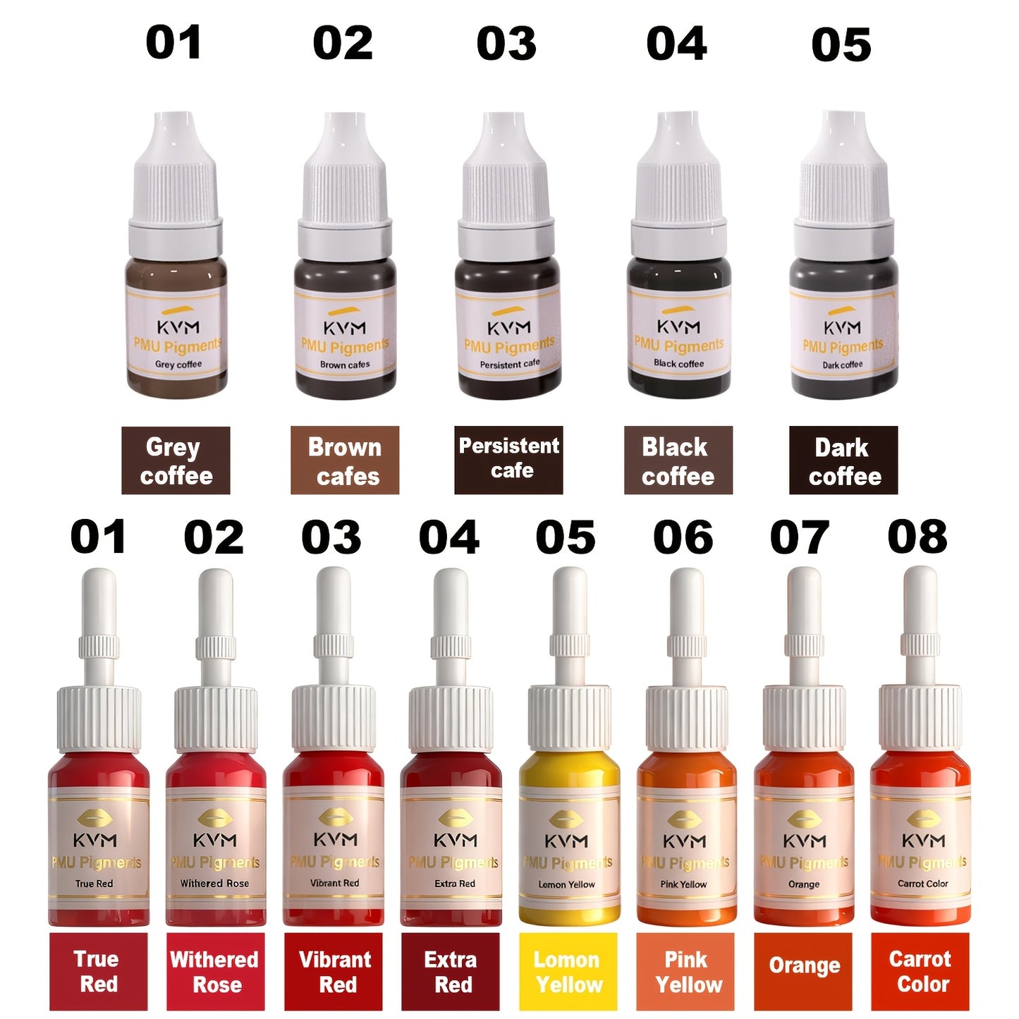 Professional Microblading Ink Tattoo Kit - Vegan PMU Eyebrow & Eyeliner Tattoo Set, Cool-Toned Mini Kit with Rich Coffee Brown & Permanent Makeup Ink for Cosmetic Tattoo Artists and clients (Microblading D Ink)