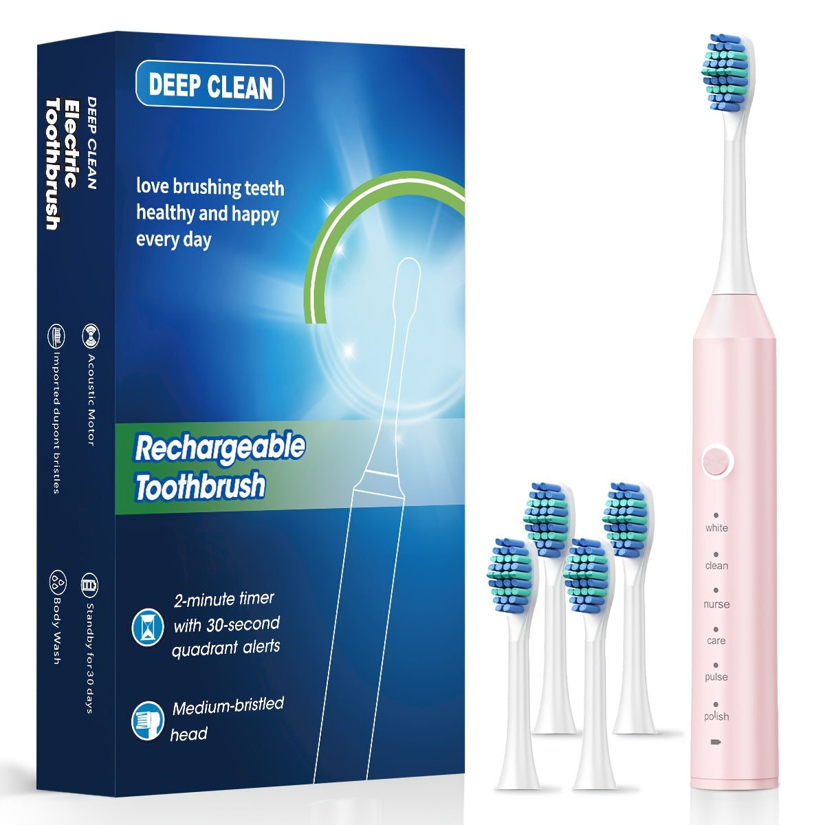 Smart Electric Toothbrush for Adults with 6 Vibration Modes (Cleaning, Whitening, Gum Care, Deep, Massage), USB-Powered Electric Dental Brush, Auto Cleaning, Timer, Charging Station - Ideal Gift for Oral Care, Toothbrush Elec