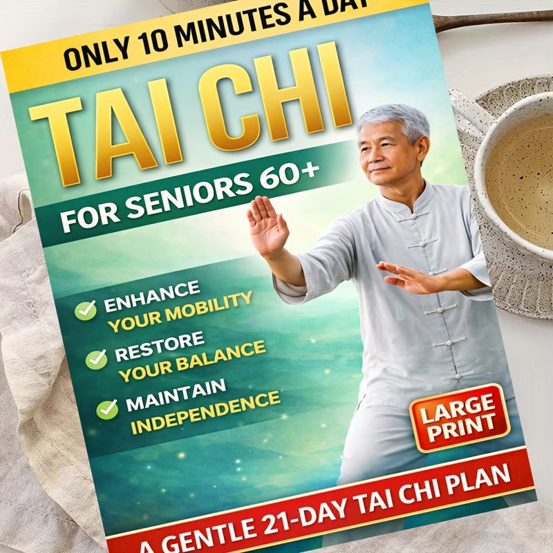 10-Minute Tai Chi Home Gym for Seniors Over 60: 21-Day Step-by-Step Balance Training & Fall Prevention (Large Print, Illustrated, At-Home, No Equipment) Elderly Sports Supplies
